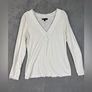 Capsule 121 women’s ribbed knit neck top white L preowned